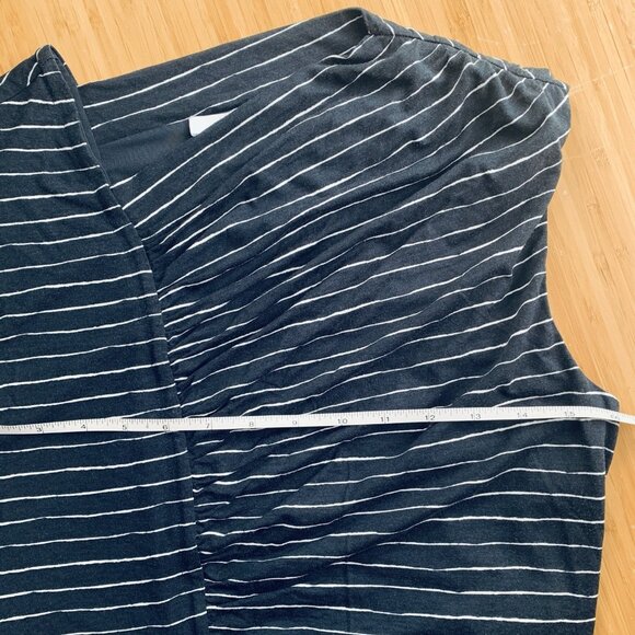 Boss Hugo Boss Dress XS Striped Navy Blue Coastal Asymmetric Midi Lined Stretch - Picture 8 of 14